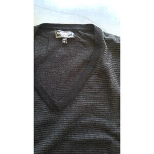 Express Black and Gray Stripped V Neck Sweater XL Men Extra Large